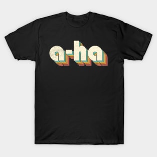 Retro Vintage A-Ha Rainbow Letters Distressed Style T-Shirt